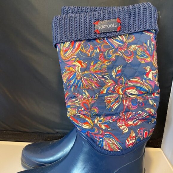 Sakroots Rain boots, Quilted Top Navy Size 8 - Picture 2 of 7